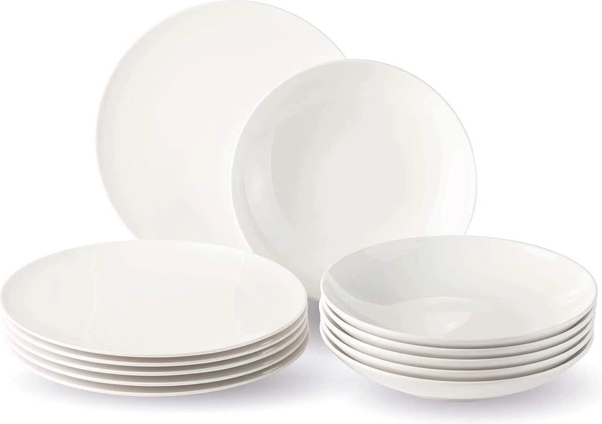Villeroy & Boch, Vivo 19-5254-7611 Tafelservies Voor Maximaal 6 Personen, 12 Stuks, Premium Porselein, Wit 6 Villeroy & Boch, Vivo 19-5254-7611 Tafelservies Voor Maximaal 6 Personen, 12 Stuks, Premium Porselein, Wit - Afbeelding 4
