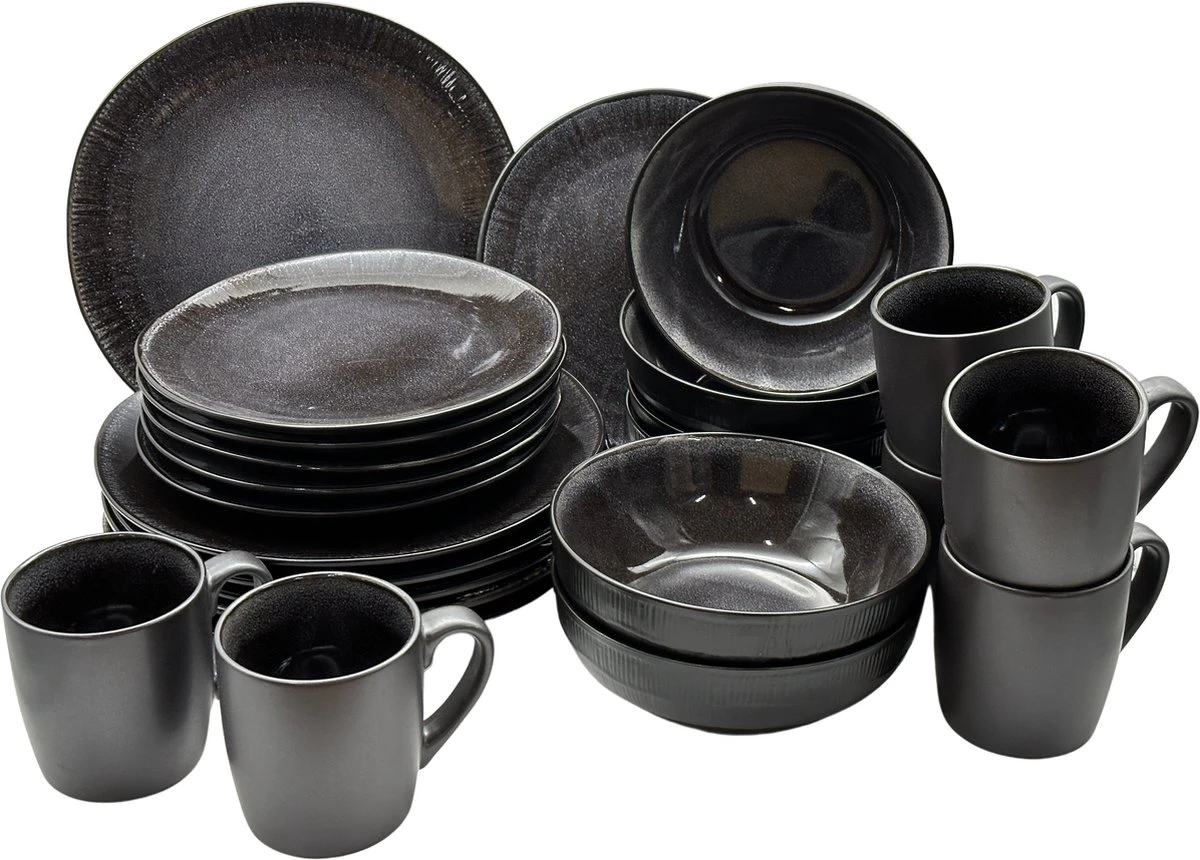 Serviesset 6 Personen - Evia Glacé - Matzwart / Zwart - 24-delig 3 Serviesset 6 Personen - Evia Glacé - Matzwart / Zwart - 24-delig