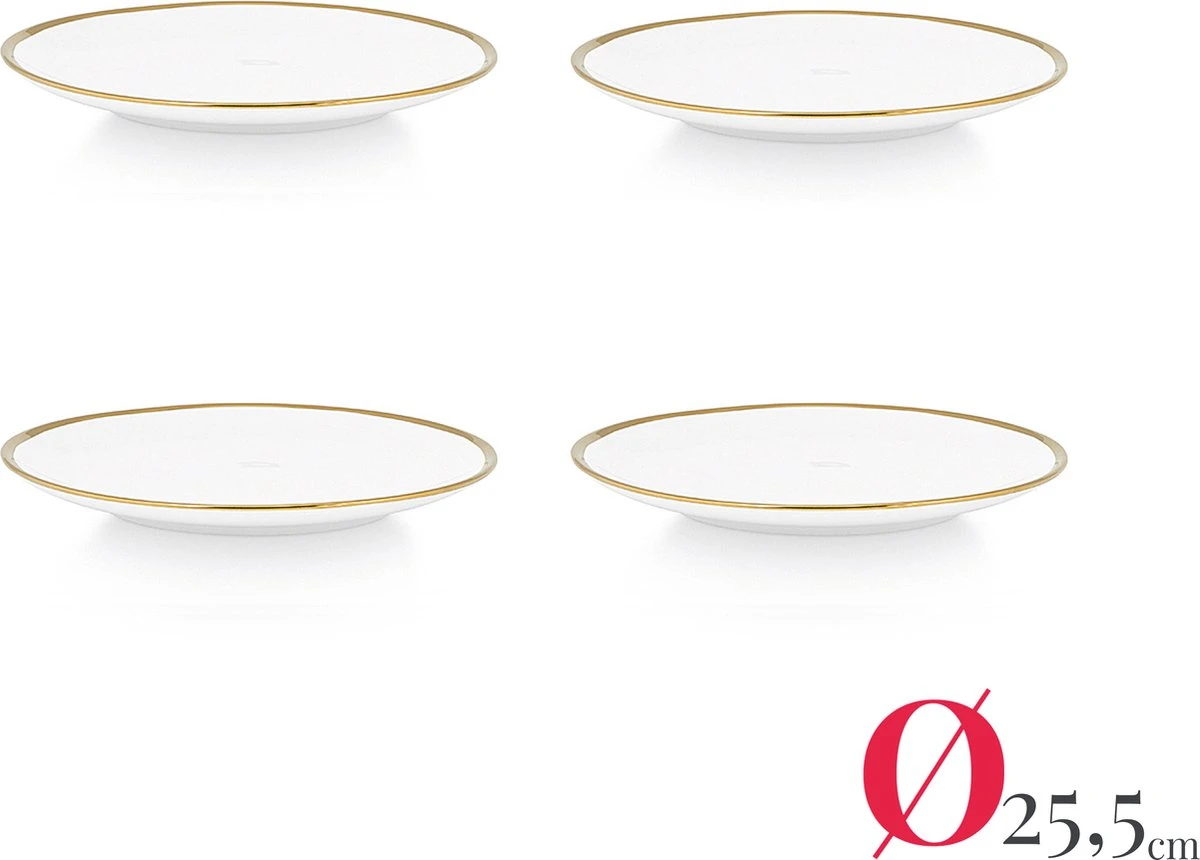 Vtwonen Serviesset - Wit-Goud - Porselein - 24-delig 9 Vtwonen Serviesset - Wit-Goud - Porselein - 24-delig - Afbeelding 7