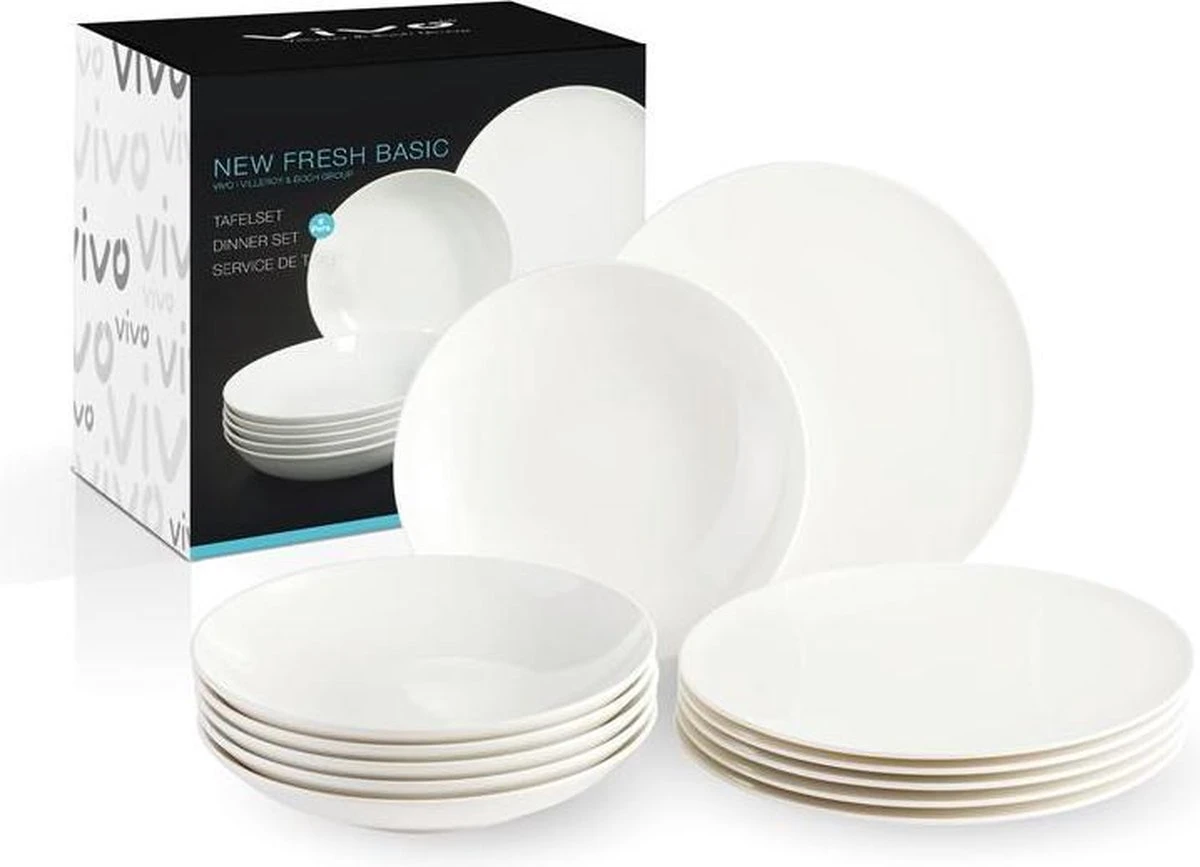 Villeroy & Boch Vivo New Fresh Basic Tafel Serviesset - 6 Personen - 12 Delig - Porselein 4 Villeroy & Boch Vivo New Fresh Basic Tafel Serviesset - 6 Personen - 12 Delig - Porselein - Afbeelding 2