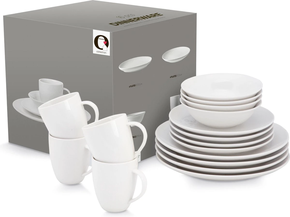 Vtwonen Serviesset - Wit - Porselein - 16-Delig 4 Vtwonen Serviesset - Wit - Porselein - 16-Delig - Afbeelding 2