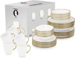Vtwonen Serviesset - Wit/Goud - Porselein - 36-Delig -Brita Shop 1200x935 1