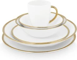 Vtwonen Serviesset - Wit/Goud - Porselein - 36-Delig -Brita Shop 1200x944