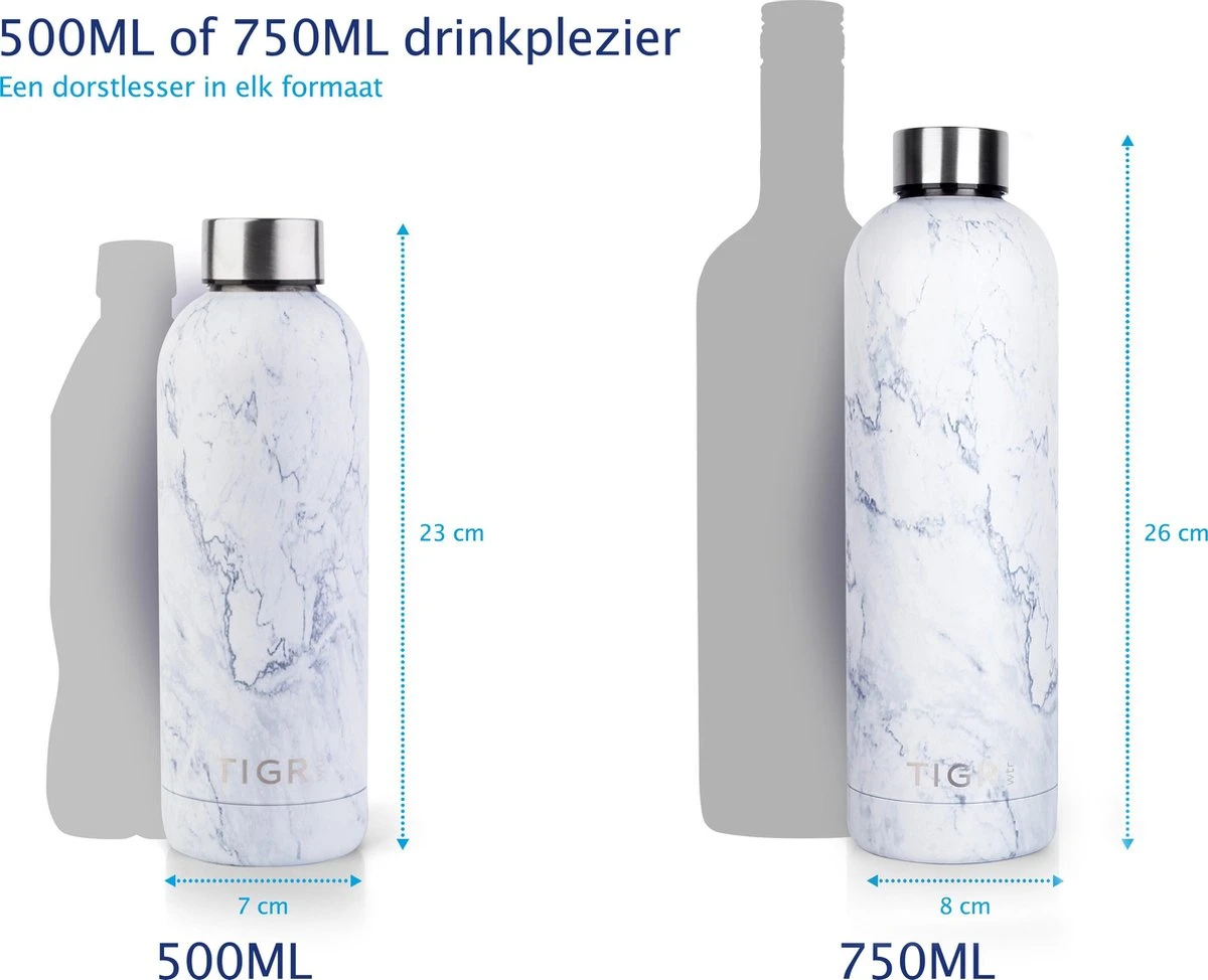 TIGR The Minimalist - Drinkfles - Thermosfles - RVS - 750ml - Wit Marmer 7 TIGR The Minimalist - Drinkfles - Thermosfles - RVS - 750ml - Wit Marmer - Afbeelding 5