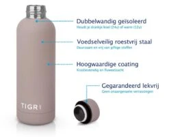 TIGR The Minimalist - Drinkfles - Thermosfles - RVS - 500ml - Taupe 7 TIGR The Minimalist - Drinkfles - Thermosfles - RVS - 500ml - Taupe -Brita Shop 1200x976