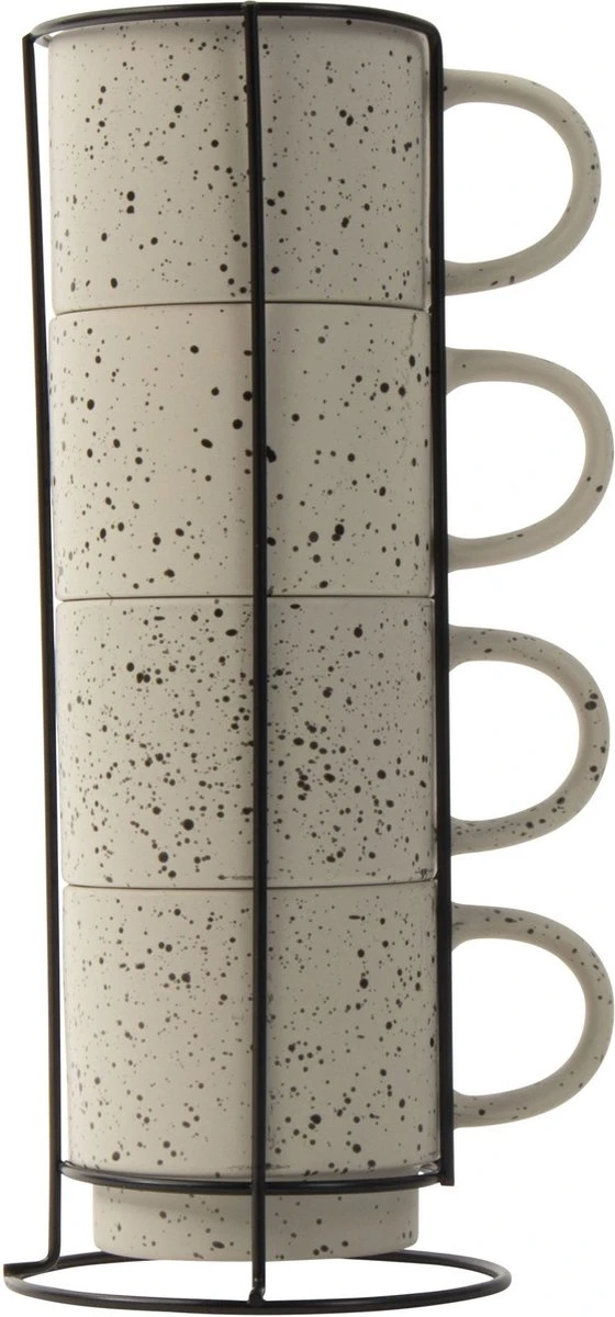 Gusta Rek Met Mokken Ivoor 350 Ml - 4 Stuks 3 Gusta Rek Met Mokken Ivoor 350 Ml - 4 Stuks