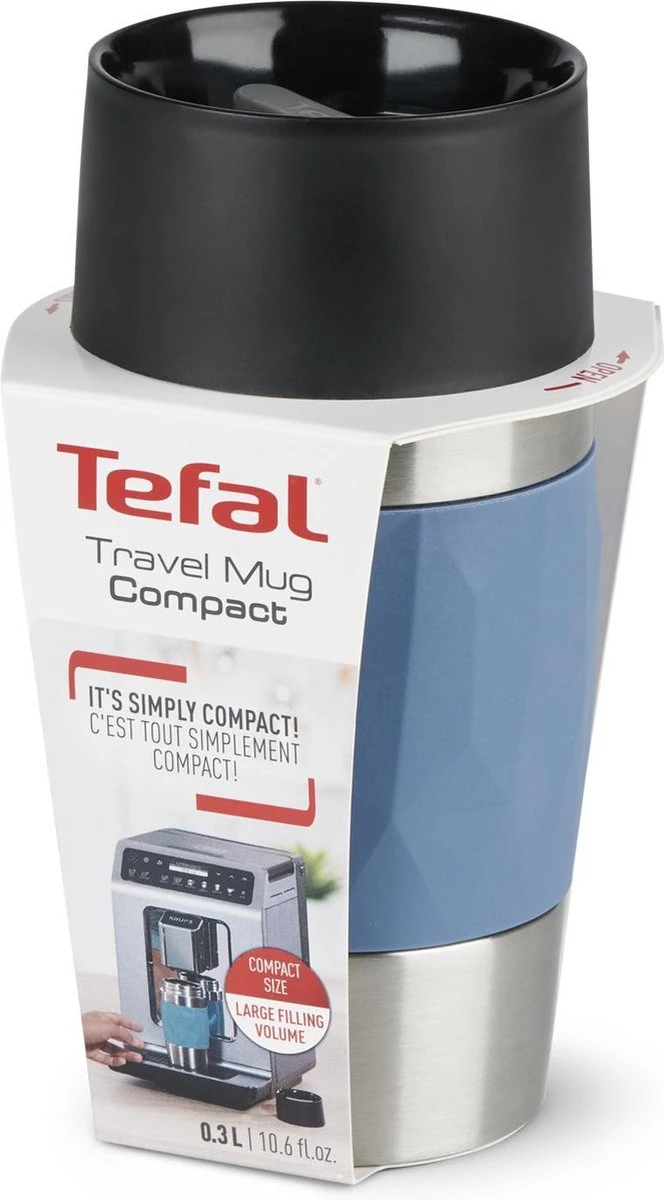 Tefal Compact Travel Mug Compact Thermosfles - 0,3 L - Blauw 11 Tefal Compact Travel Mug Compact Thermosfles - 0,3 L - Blauw - Afbeelding 9
