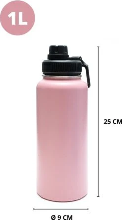 Thermosfles - Pastel Pink - 1 Liter - Extra Dop Met Rietje & Drinktuit - Thermosflessen - Isoleerfles - BPA Vrij - Lekvrij - Thermosfles 1 Liter - Isoleerfles 1 Liter - Thermoskan - Isoleerbeker - Thermosbeker -Brita Shop 666x1200
