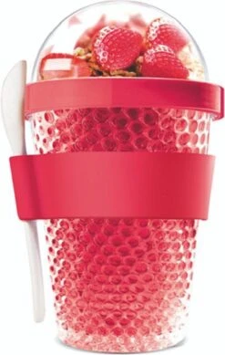 Sareva Muesli Beker - Met Lepel - Yoghurt 2 Go - Rood -Brita Shop 761x1200