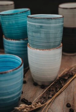 Koffiemok - Blue - 6 Stuks - Aardewerk - 340 ML - Zonder Oor 7 Koffiemok - Blue - 6 Stuks - Aardewerk - 340 ML - Zonder Oor -Brita Shop 819x1200